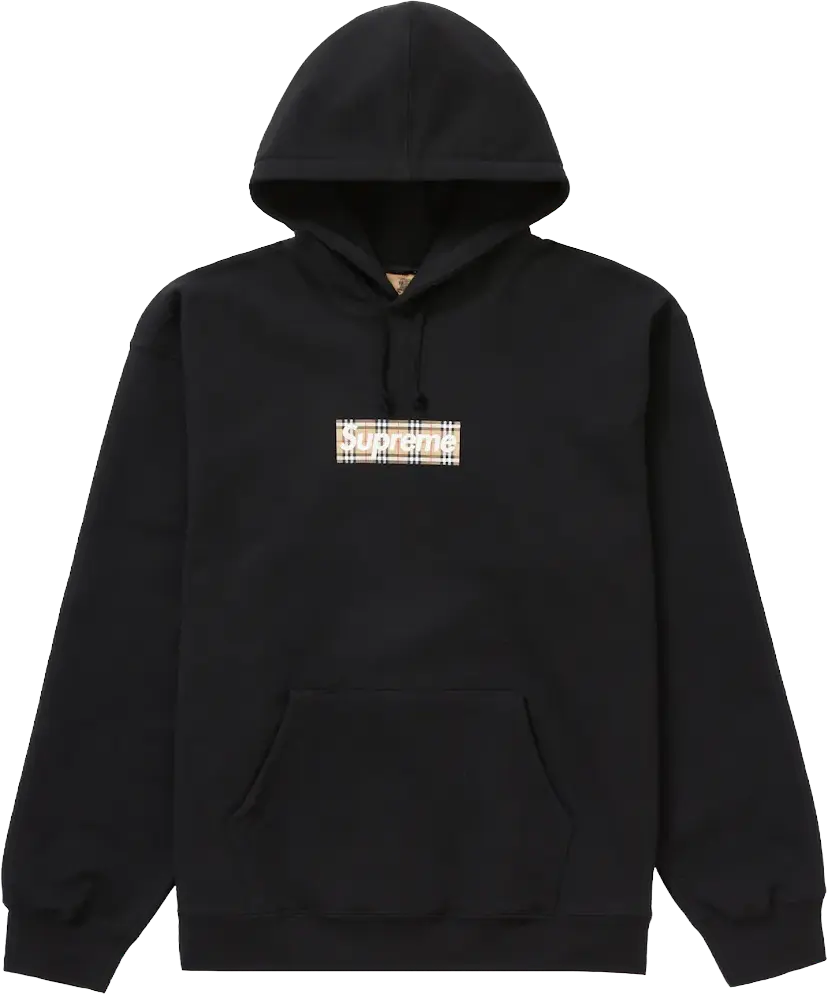 Supreme Burberry Box Logo Hooded Sweatshirt Black (US M)
